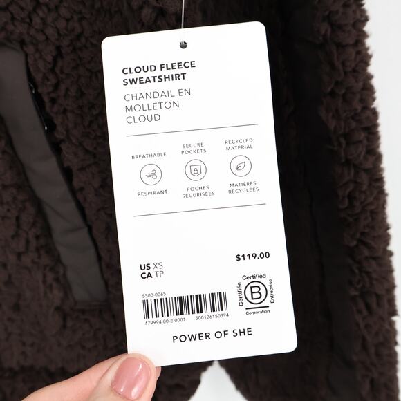 NWT Athleta Cloud Fleece 1/2 Zip Sweatshirt Jacket Pockets Truffle Brown Size XS - Picture 10 of 10